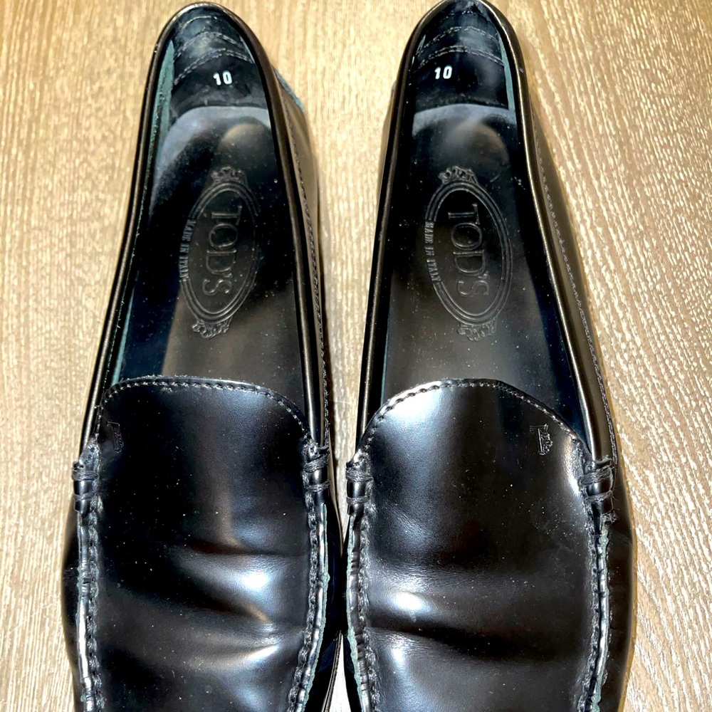 Tod's loafers black womens 10